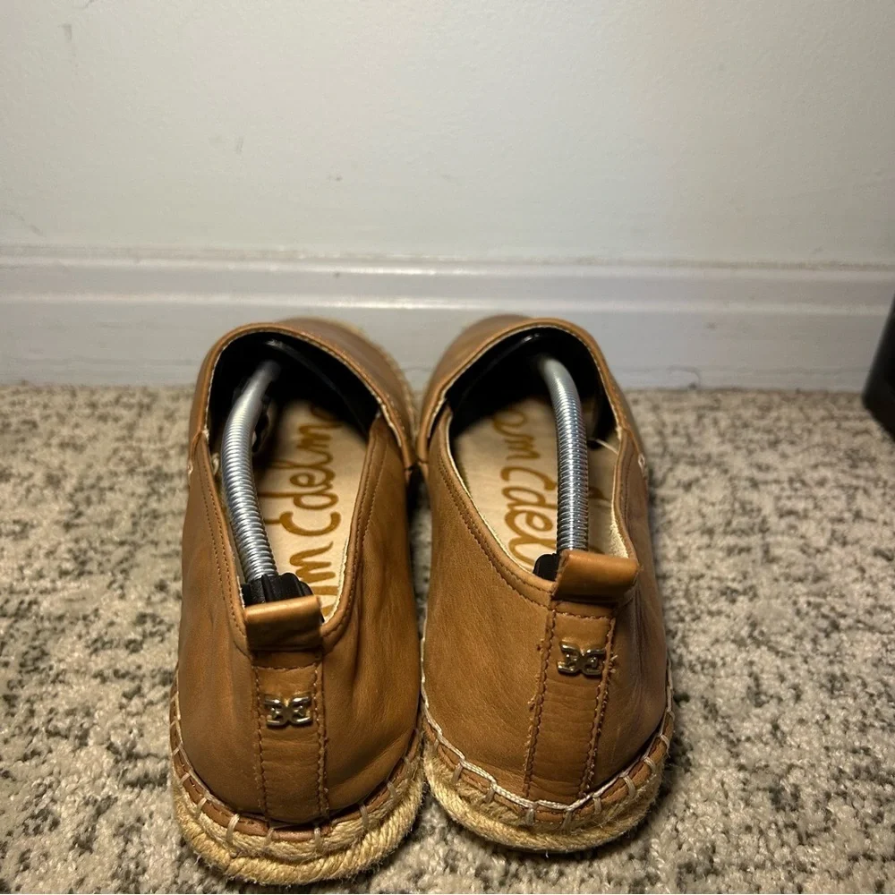 Sam Edelman Brown Kesia Espadrille Leather Slip-On Loafers Size 9.5